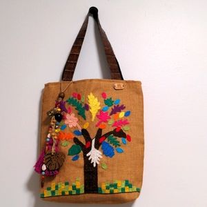 Handmade Authentic Mexican handbag Made in Mexico. Aztec inspired embroidery